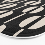 Mid Century Modern Geometric Pattern 157 Black and Linen White Bath Mat Gallery Image 3