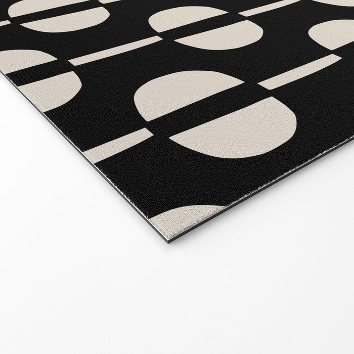 Mid Century Modern Geometric Pattern 157 Black and Linen White Welcome Mat Gallery Image 2