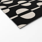 Mid Century Modern Geometric Pattern 157 Black and Linen White Welcome Mat Gallery Image 2