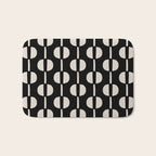 Mid Century Modern Geometric Pattern 157 Black and Linen White Bath Mat Gallery Image 1