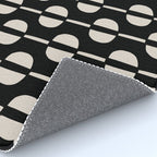 Mid Century Modern Geometric Pattern 157 Black and Linen White Rug Gallery Image 4