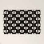 Mid Century Modern Geometric Pattern 157 Black and Linen White Welcome Mat Gallery Image 1