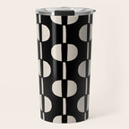 Mid Century Modern Geometric Pattern 157 Black and Linen White Travel Mug Gallery Image 1