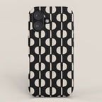 Mid Century Modern Geometric Pattern 157 Black and Linen White iPhone Case Gallery Image 1