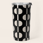 Mid Century Modern Geometric Pattern 157 Black and Linen White Travel Mug Gallery Image 2