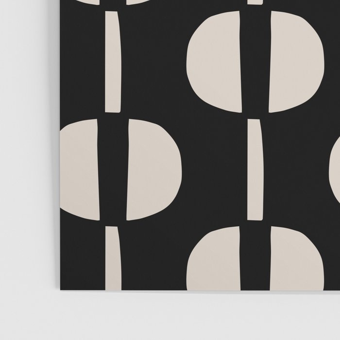 Mid Century Modern Geometric Pattern 157 Black and Linen White Poster Gallery Image 3