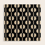 Mid Century Modern Geometric Pattern 157 Black and Linen White Wood Wall Art Gallery Image 1