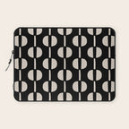 Mid Century Modern Geometric Pattern 157 Black and Linen White Laptop Sleeve Gallery Image 1