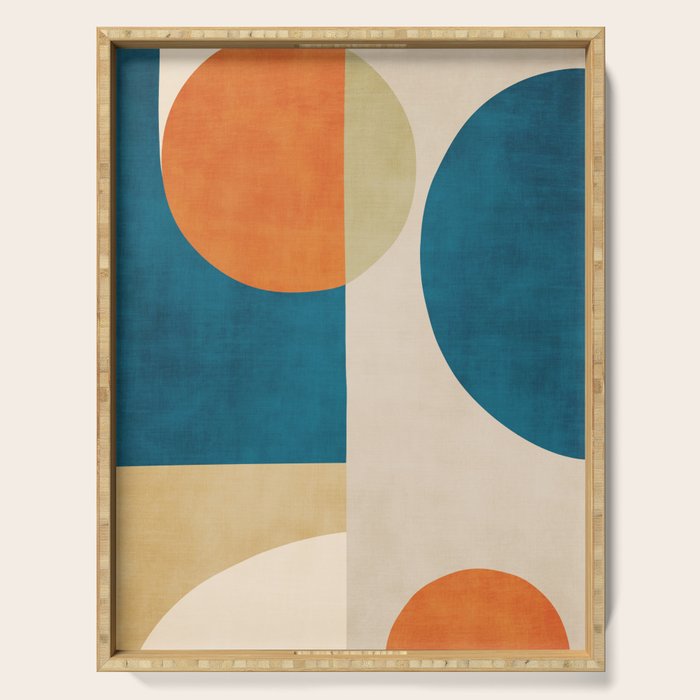 Beige Orange Navy Abstract Modern Artwork Serving Tray Gallery Image 1