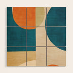 Beige Orange Navy Abstract Modern Artwork Wood Wall Art Gallery Image 1