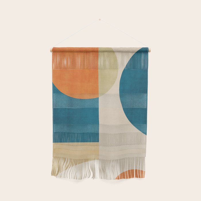 Beige Orange Navy Abstract Modern Artwork Wall Hanging Gallery Image 1