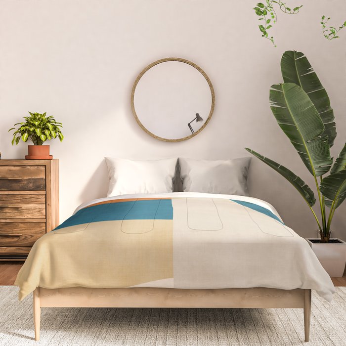 Beige Orange Navy Abstract Modern Artwork Comforter Gallery Image 3