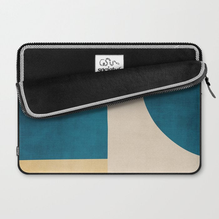Beige Orange Navy Abstract Modern Artwork Laptop Sleeve Gallery Image 2