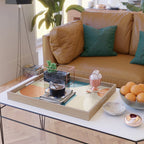 Beige Orange Navy Abstract Modern Artwork Serving Tray Gallery Image 2