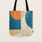 Beige Orange Navy Abstract Modern Artwork Tote Bag Gallery Image 1