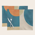 Beige Orange Navy Abstract Modern Artwork Placemat Gallery Image 1