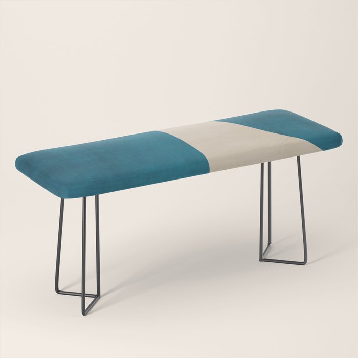 Beige Orange Navy Abstract Modern Artwork Bench Gallery Image 1