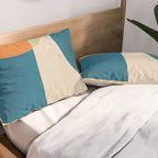 Beige Orange Navy Abstract Modern Artwork Pillow Sham Gallery Image 2