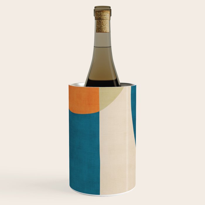 Beige Orange Navy Abstract Modern Artwork Wine Chiller Gallery Image 1