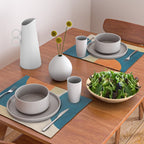 Beige Orange Navy Abstract Modern Artwork Placemat Gallery Image 2