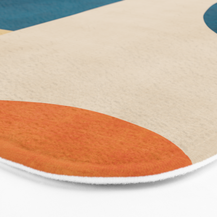Beige Orange Navy Abstract Modern Artwork Bath Mat Gallery Image 3