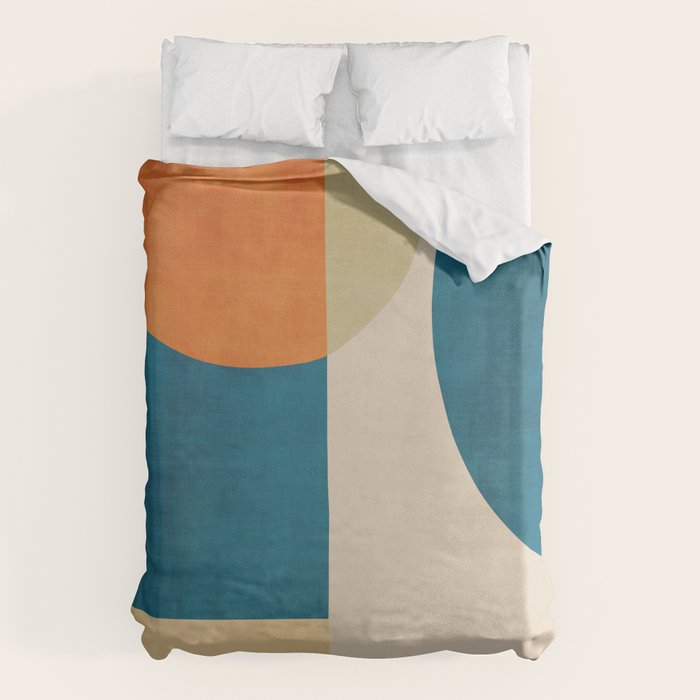 Beige Orange Navy Abstract Modern Artwork Duvet Cover Gallery Image 6