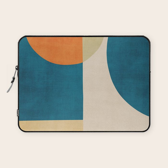 Beige Orange Navy Abstract Modern Artwork Laptop Sleeve Gallery Image 1