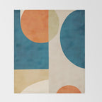 Beige Orange Navy Abstract Modern Artwork Throw Blanket Gallery Image 2