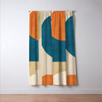 Beige Orange Navy Abstract Modern Artwork Window Curtain Gallery Image 3