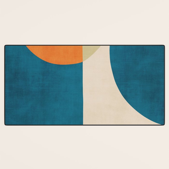 Beige Orange Navy Abstract Modern Artwork Desk Mat Gallery Image 3