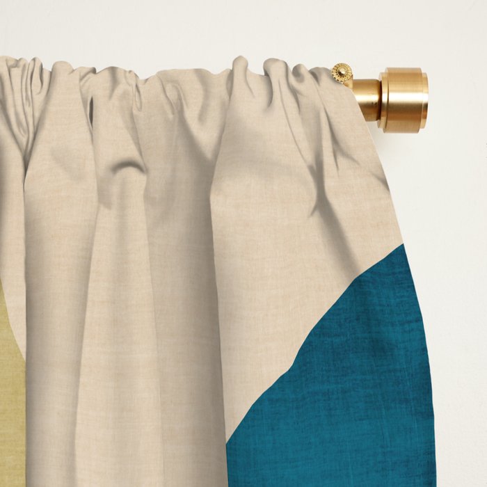 Beige Orange Navy Abstract Modern Artwork Window Curtain Gallery Image 2