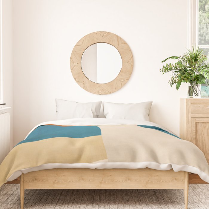 Beige Orange Navy Abstract Modern Artwork Duvet Cover Gallery Image 3