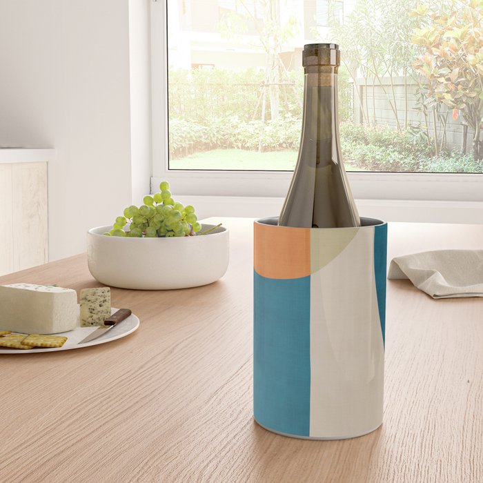Beige Orange Navy Abstract Modern Artwork Wine Chiller Gallery Image 4