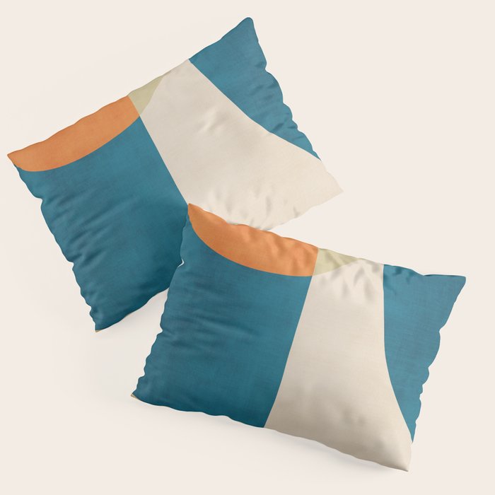 Beige Orange Navy Abstract Modern Artwork Pillow Sham Gallery Image 1