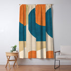 Beige Orange Navy Abstract Modern Artwork Window Curtain Gallery Image 5