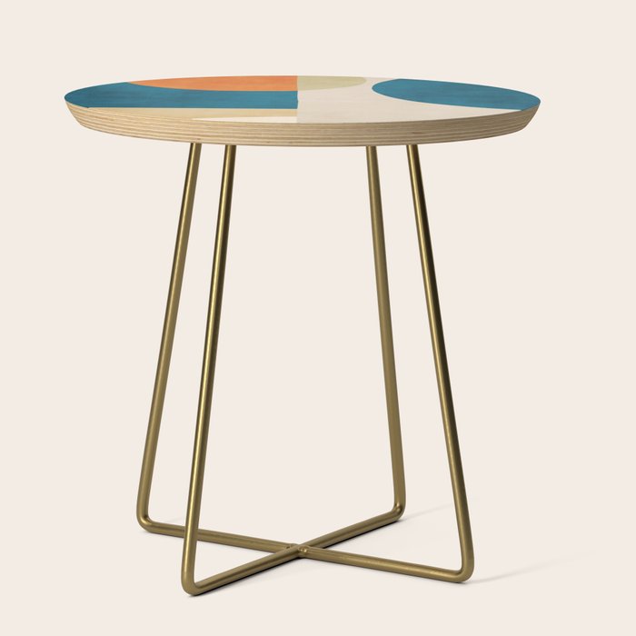 Beige Orange Navy Abstract Modern Artwork Side Table Gallery Image 1