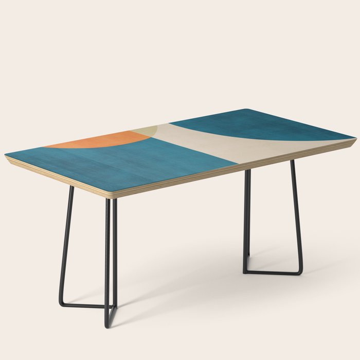 Beige Orange Navy Abstract Modern Artwork Coffee Table Gallery Image 1