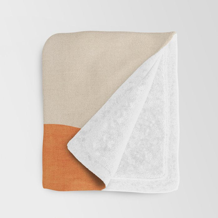 Beige Orange Navy Abstract Modern Artwork Throw Blanket Gallery Image 3