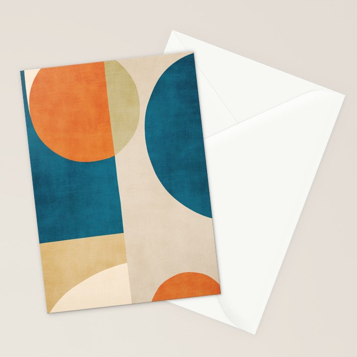 Beige Orange Navy Abstract Modern Artwork Stationery Card Gallery Image 2