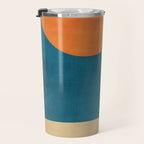 Beige Orange Navy Abstract Modern Artwork Travel Mug Gallery Image 3