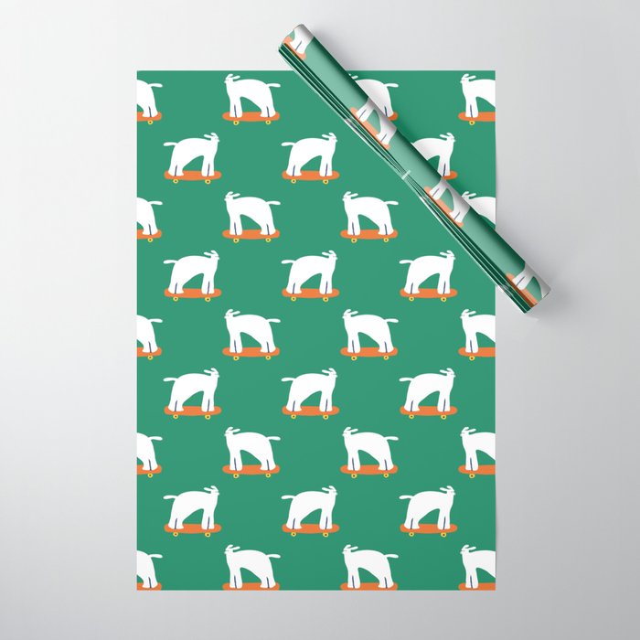 Poodle dog on skateboard Wrapping Paper Gallery Image 1