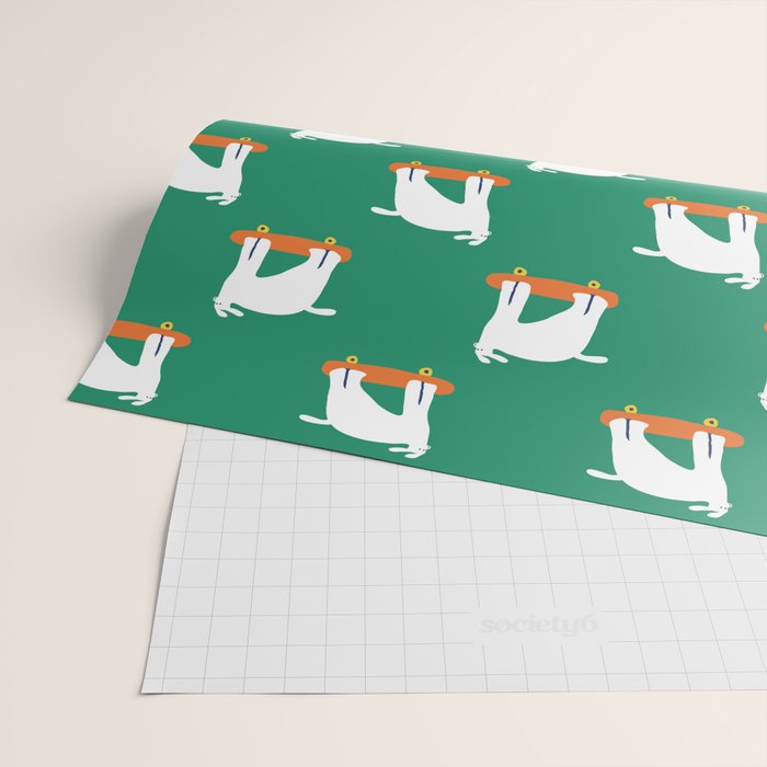 Poodle dog on skateboard Wrapping Paper Gallery Image 2