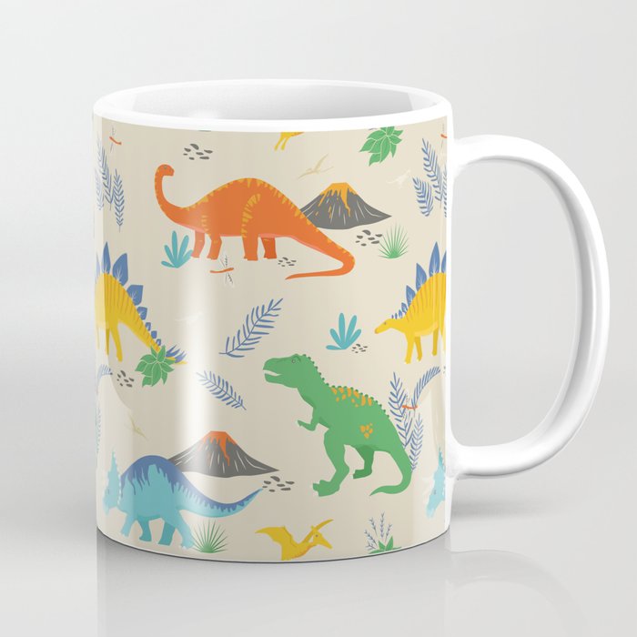 Jurassic Dinosaurs in Primary Colors Coffee Mug Gallery Image 1