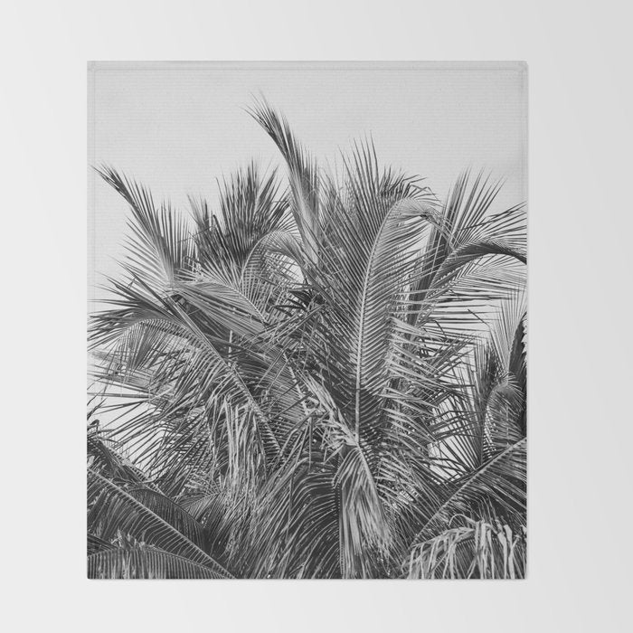 Tropical Black And White Photograph - No 13 Throw Blanket Gallery Image 2