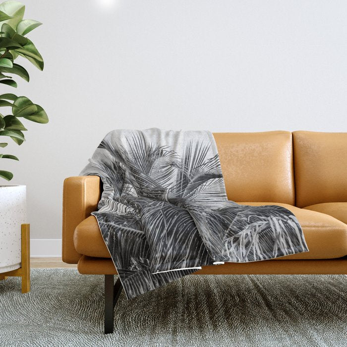 Tropical Black And White Photograph - No 13 Throw Blanket Gallery Image 1