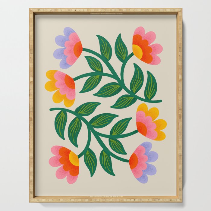 Symmetrical Flowers 1 Serving Tray Gallery Image 1