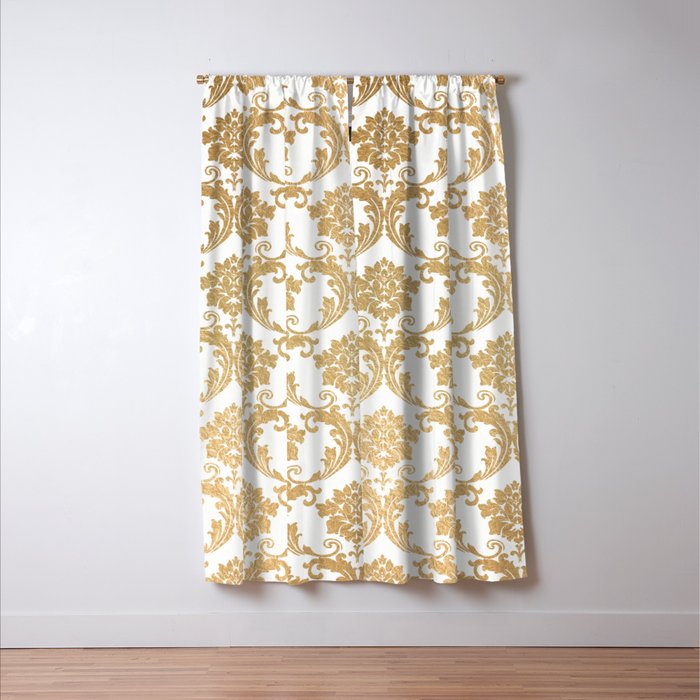 Gold swirls damask #4 Window Curtain Gallery Image 3