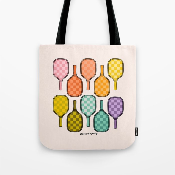 Rainbow Pickleball Paddles Tote Bag Gallery Image 1