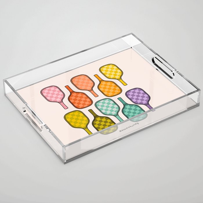 Rainbow Pickleball Paddles Acrylic Tray Gallery Image 1