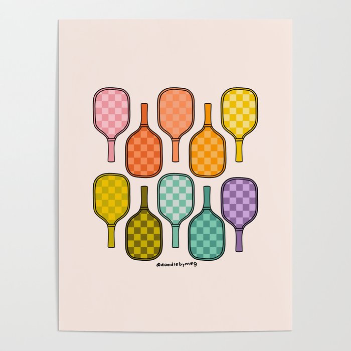 Rainbow Pickleball Paddles Poster Gallery Image 1